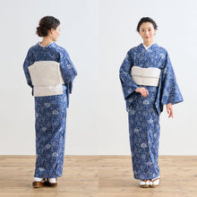 画像をギャラリービューアに読み込む, 洗える着物 阿波しじら 抜染 【更紗調花唐草】 No,542 女性用 12m しじら織 反物 夏着物 単衣着物 ゆかた 木綿 フルオーダー お仕立て 普段着 湯通し済み 着付け 着物 浴衣 和装 レディース 家庭洗濯可