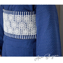 画像をギャラリービューアに読み込む, 洗える着物 阿波しじら 抜染 【スクエアドット】 No,520 女性用 12m 女性用 しじら織 反物 夏着物 単衣着物 ゆかた 木綿 フルオーダー お仕立て 普段着 湯通し済み 着付け 着物 浴衣 和装 レディース 家庭洗濯可