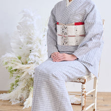 画像をギャラリービューアに読み込む, 洗える着物 阿波しじら 格子模様【白地に鉄紺童子格子】No,80 女性用 13m しじら織 夏着物 ゆかた 木綿 フルオーダー お仕立て 普段着 湯通し済み 着付け 着物 浴衣 和装 日本製 レディース