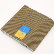 画像をギャラリービューアに読み込む, 洗える着物 阿波しじら 縞模様 【からしベージュに白細縞】No,318 女性用 13m しじら織 夏着物 ゆかた 木綿 フルオーダー お仕立て 普段着 湯通し済み 着付け 着物 浴衣 和装 日本製 レディース