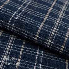 画像をギャラリービューアに読み込む, 洗える着物 阿波しじら【濃藍に格子縞】 No,104 女性用 13m しじら織 反物 夏着物 単衣着物 ゆかた 木綿 フルオーダー お仕立て 普段着 湯通し済み 着付け 着物 浴衣 和装 レディース 家庭洗濯可 紺 ネイビー