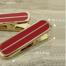 画像をギャラリービューアに読み込む, 【着物クリップ赤(小サイズ)】 2個セット/着付けクリップ/和装小物/日本製/着付け小物/仮止め/日本製/裾押さえ/和服/着付教室/衿/襟/ハンディクリップ/小/着物/和装/着付け/衿止め/衿留め/クリップ/きものクリップ/ミニサイズ/ゴールド/赤【TT】