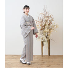 画像をギャラリービューアに読み込む, 洗える着物 阿波しじら織り【紺地に灰藍大縞】 13m No,51 コットン フルオーダー お仕立て可