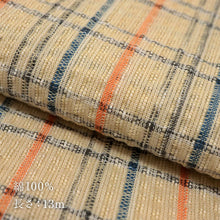 画像をギャラリービューアに読み込む, 洗える着物 阿波しじら【生成地に紺黒オレンジ格子】 No,85 女性用 13m しじら織 反物 夏着物 単衣着物 ゆかた 木綿 フルオーダー お仕立て 普段着 湯通し済み 着付け 着物 浴衣 和装 レディース 家庭洗濯可 クリーム色 ベージュ