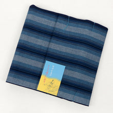 画像をギャラリービューアに読み込む, 洗える着物 阿波しじら【紺水色縦縞グラデーション】 No,98 女性用 13m しじら織 反物 夏着物 単衣着物 ゆかた 木綿 フルオーダー お仕立て 普段着 湯通し済み 着付け 着物 浴衣 和装 レディース 家庭洗濯可 黄 紺 ネイビー 緑