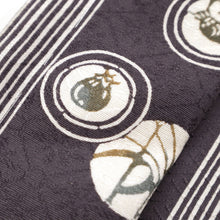 画像をギャラリービューアに読み込む, 新品 羽織 変り縞にお野菜の丸文 カジュアル 紫鼠色 地紋入 正絹着物上 きもの 和装 CP3-8