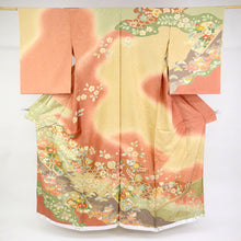 画像をギャラリービューアに読み込む, 仮絵羽 訪問着 雲取り 古典花々に辻が花 フォーマル 略礼装 ピンク 緑 グリーン 袷正絹着物 きもの 和装 HM3-26