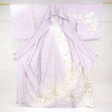 画像をギャラリービューアに読み込む, 夏着物 仮絵羽 訪問着 極上刺繍 絽 涼やか花々模様 フォーマル略礼装 灰藤 正絹着物 きもの 和装 HP5-11