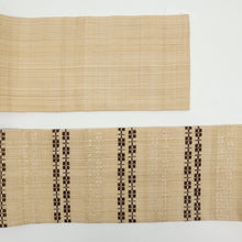 画像をギャラリービューアに読み込む, 【中古】希少逸品 『芭蕉布花織』 夏名古屋帯 横段 生成り色 正絹着物 NY5-21 リサイクル着物リユース 古着