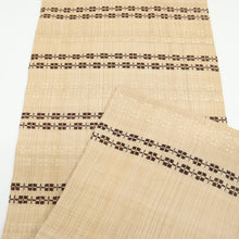 画像をギャラリービューアに読み込む, 【中古】希少逸品 『芭蕉布花織』 夏名古屋帯 横段 生成り色 正絹着物 NY5-21 リサイクル着物リユース 古着