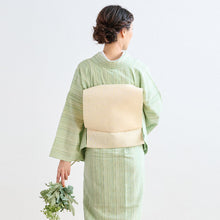 画像をギャラリービューアに読み込む, 洗える着物 阿波しじら 縞模様 【薄緑の多色縞】No,H12 女性用 13m しじら織 夏着物 ゆかた 木綿 フルオーダー お仕立て 普段着 湯通し済み 着付け 着物 浴衣 和装 日本製 レディース No,H12