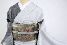 画像をギャラリービューアに読み込む, 仮絵羽 訪問着 北橋源二作蔦葡萄 叩き染グレー フォーマル 略礼装 きもの 袷正絹着物 SH3-7