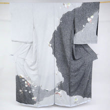 画像をギャラリービューアに読み込む, 仮絵羽 訪問着 北橋源二作蔦葡萄 叩き染グレー フォーマル 略礼装 きもの 袷正絹着物 SH3-7