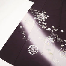 画像をギャラリービューアに読み込む, 【中古】豪華刺繍 訪問着 宝相華に松竹梅宝尽くし フォーマル 略礼装 黒鳶色 パープル 身丈162.5cm 裄丈67cm 袷正絹着物 きもの 和装 SP1-19