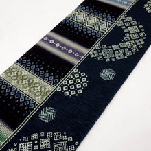 画像をギャラリービューアに読み込む, 【新品】『召しませ花』半幅帯 リバーシブル コモンタイム 黒紺色 カジュアル きもの 和装 BA2-9