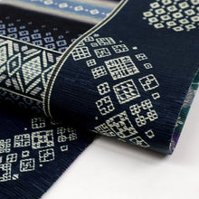 画像をギャラリービューアに読み込む, 【新品】『召しませ花』半幅帯 リバーシブル コモンタイム 黒紺色 カジュアル きもの 和装 BA2-9