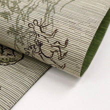 画像をギャラリービューアに読み込む, 【新品】 『召しませ華』 半幅帯 リバーシブル 鳥獣戯画×瓢箪のライン カジュアル グレー×緑 きもの 和装 BG10-4