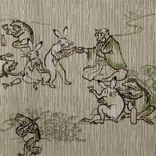 画像をギャラリービューアに読み込む, 【新品】 『召しませ華』 半幅帯 リバーシブル 鳥獣戯画×瓢箪のライン カジュアル グレー×緑 きもの 和装 BG10-4