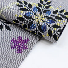 画像をギャラリービューアに読み込む, 【新品】『召しませ花』半幅帯 リバーシブル 雪花×レース柄 灰藤 カジュアル きもの 和装 BP10-5