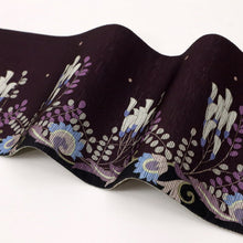 画像をギャラリービューアに読み込む, 【新品】 『召しませ華』 半幅帯 リバーシブル カジュアル Vineflower 黒紫色 きもの 和装 BP10-7