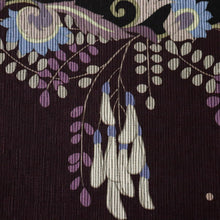 画像をギャラリービューアに読み込む, 【新品】 『召しませ華』 半幅帯 リバーシブル カジュアル Vineflower 黒紫色 きもの 和装 BP10-7