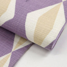 画像をギャラリービューアに読み込む, 【新品】 半幅帯 『un deux(アンドウ)』 変わり菱格子柄 パープル 長さ380cm 帯巾17cm 綿100% 半巾帯 BP7-5