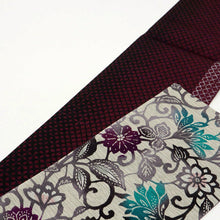 画像をギャラリービューアに読み込む, 新品 半幅帯 『召しませ華』和花更紗A リバーシブル 唐草模様 パープル グレー 長さ425cm 帯巾16.5cm