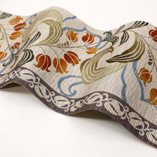 画像をギャラリービューアに読み込む, 【新品】『召しませ華』半幅帯 リバーシブル すずらん唐草 グレージュ カジュアル きもの 和装 BY9-1