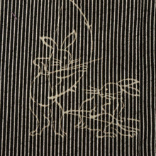 画像をギャラリービューアに読み込む, 【新品】洗える羽織 和装コート 細やか縞に鳥獣戯画文様 黒 化繊着物上 カジュアル 身丈94.5cm 裄丈68cm CB3-4