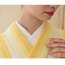 画像をギャラリービューアに読み込む, 洗える着物 阿波しじら【菜の花色の濃淡鰹縞】 D6 女性用 13m しじら織 反物 夏着物 単衣着物 ゆかた 木綿 フルオーダー お仕立て 普段着 湯通し済み 着付け 着物 浴衣 和装 レディース 家庭洗濯可 黄色