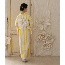 画像をギャラリービューアに読み込む, 洗える着物 阿波しじら【菜の花色の濃淡鰹縞】 D6 女性用 13m しじら織 反物 夏着物 単衣着物 ゆかた 木綿 フルオーダー お仕立て 普段着 湯通し済み 着付け 着物 浴衣 和装 レディース 家庭洗濯可 黄色