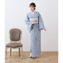 画像をギャラリービューアに読み込む, 洗える着物 阿波しじら 抜染 グレー 【青みグレーに花モダン】 No,G02 女性用 12m しじら織 反物 夏着物 単衣着物 ゆかた 木綿 フルオーダー お仕立て 普段着 湯通し済み 着付け 着物 浴衣 和装 レディース 家庭洗濯可