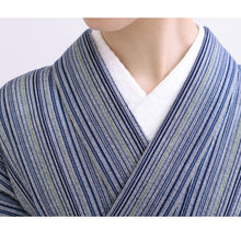 画像をギャラリービューアに読み込む, 洗える着物 阿波しじら【紺抹茶縞】 H19 女性用 13m しじら織 反物 夏着物 単衣着物 ゆかた 木綿 フルオーダー お仕立て 普段着 湯通し済み 着付け 着物 浴衣 和装 レディース 家庭洗濯可 紺 ネイビー 緑