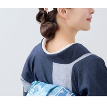 画像をギャラリービューアに読み込む, 洗える着物 阿波しじら織り【紺地に灰藍大縞】 13m No,H25 コットン フルオーダー お仕立て可