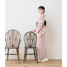 画像をギャラリービューアに読み込む, 洗える着物 阿波しじら織り【蘇芳香色ぼかし縞】 13m No,H35 コットン フルオーダー お仕立て可