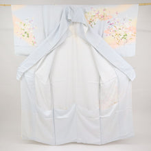 画像をギャラリービューアに読み込む, 【新品】仮絵羽 訪問着 菊と彩りの花々 フォーマル 水色 唐草地紋有 和装きもの 袷正絹着物 HA9-16