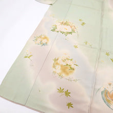 画像をギャラリービューアに読み込む, 【仮絵羽】訪問着 やわらか四季の花丸文 グリーン多色 フォーマル 略礼装 和装 袷正絹着物 HG4-2