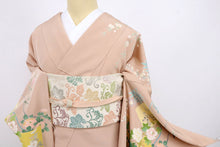 画像をギャラリービューアに読み込む, 【仮絵羽】訪問着 色紙に咲き誇る花々文 作家物 ピンク フォーマル 準礼装 和装 袷正絹着物 HM4-3