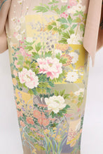 画像をギャラリービューアに読み込む, 【仮絵羽】訪問着 色紙に咲き誇る花々文 作家物 ピンク フォーマル 準礼装 和装 袷正絹着物 HM4-3