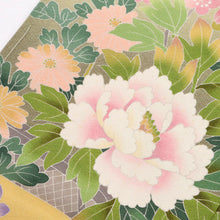画像をギャラリービューアに読み込む, 【仮絵羽】訪問着 色紙に咲き誇る花々文 作家物 ピンク フォーマル 準礼装 和装 袷正絹着物 HM4-3