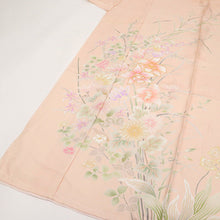 画像をギャラリービューアに読み込む, 仮絵羽 訪問着 蘭に麗しの花々模様 フォーマル 略礼装 淡いピンク 和装きもの 袷正絹着物 HM9-14