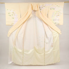 画像をギャラリービューアに読み込む, 仮絵羽 訪問着 籬に麗しの花々模様 フォーマル 黄色 薄香色 和装きもの 袷正絹着物 HY9-15