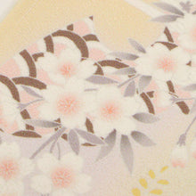 画像をギャラリービューアに読み込む, 仮絵羽 訪問着 籬に麗しの花々模様 フォーマル 黄色 薄香色 和装きもの 袷正絹着物 HY9-15