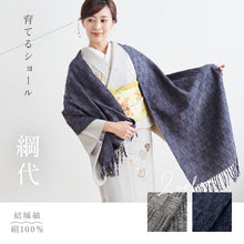画像をギャラリービューアに読み込む, 育てるショール 『網代』 老舗ブランド 奥順謹製 結城紬 高級 大判 ストール 絹100% 和装 洋装 着物 小紋 訪問着 着付け 羽織 着物コート 着物防寒 春 夏 秋 冬 通年 毛皮 着物ショール 道中着 ポンチョ 和装小物 プレゼント 誕生日 敬老 クリスマス 【IT】