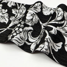 画像をギャラリービューアに読み込む, 新品 半幅帯 『oluza』葡萄唐草 波矢絣 ブラック リバーシブル 長さ440cm 帯巾16.5cm ポリエステル 半巾帯 細帯 和装小物 きもの カジュアル 街着 お稽古着 普段着物 洗濯OK 浴衣 小紋