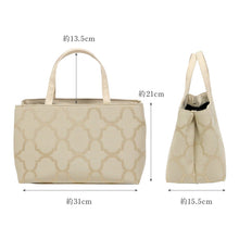 画像をギャラリービューアに読み込む, 【和装トートバッグ モロッカン柄 幅広タイプ】 老舗 井登美 京都 フォーマル かばん モダン マチ大きめ 日本製 上品 ベージュ 着物 お稽古 卒業式 入学式 結婚式 サブバッグ バック 手提げ 着付け道具 和装小物
