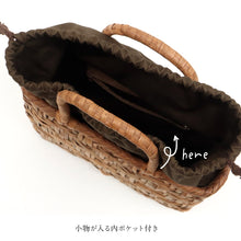 画像をギャラリービューアに読み込む, 【山ぶどう かごバッグ 三つ編み】 内布付き 籠バッグ 手編み 夏 カジュアル ハンドバッグ かばん 涼しげ 上品 ブラウン ナチュラル バック 手提げ 浴衣 着物 夏祭り イベント お出掛け 和装小物