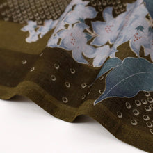 画像をギャラリービューアに読み込む, 【中古】長尺 洗える夏着物『コムサデモード』掠れ縞に竜胆の花 カジュアル 茶 身丈168.5cm 裄丈63cm 和装 化繊着物 KC6-30