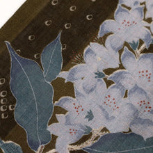 画像をギャラリービューアに読み込む, 【中古】長尺 洗える夏着物『コムサデモード』掠れ縞に竜胆の花 カジュアル 茶 身丈168.5cm 裄丈63cm 和装 化繊着物 KC6-30