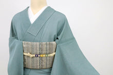 画像をギャラリービューアに読み込む, 【中古】夏着物『絽』江戸小紋 両面染 鮫×墨流し 青緑 カジュアル 無紋 身丈157.5cm 裄丈66cm 正絹 KG7-121